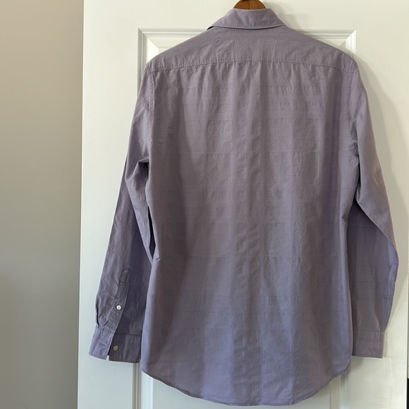 Burberry Brit Light Purple Button Front Shirt w Subtle Plaid Design Size Large - Picture 7 of 13